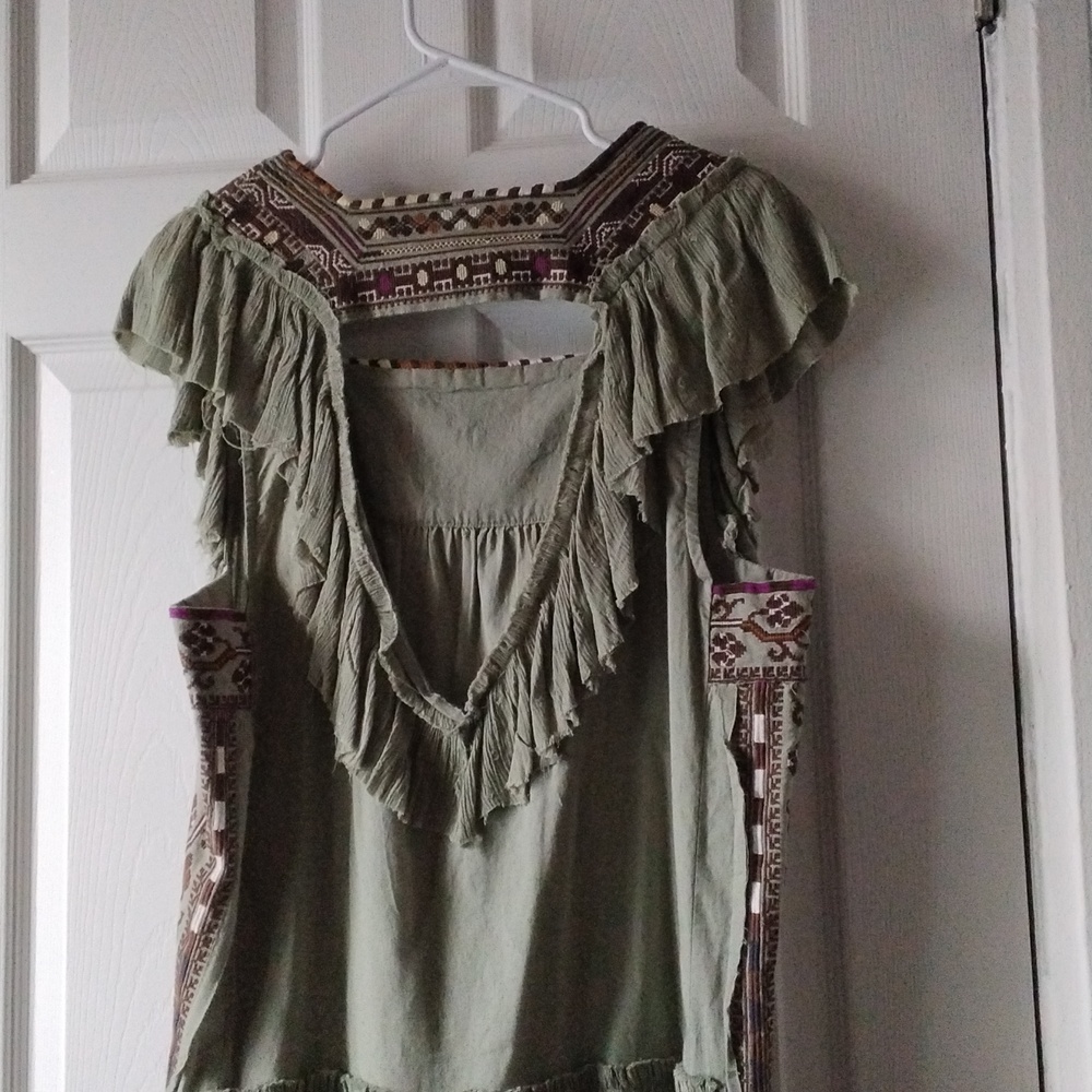 Free People Day Glow Embroidered Green Dress - Picture 2 of 4